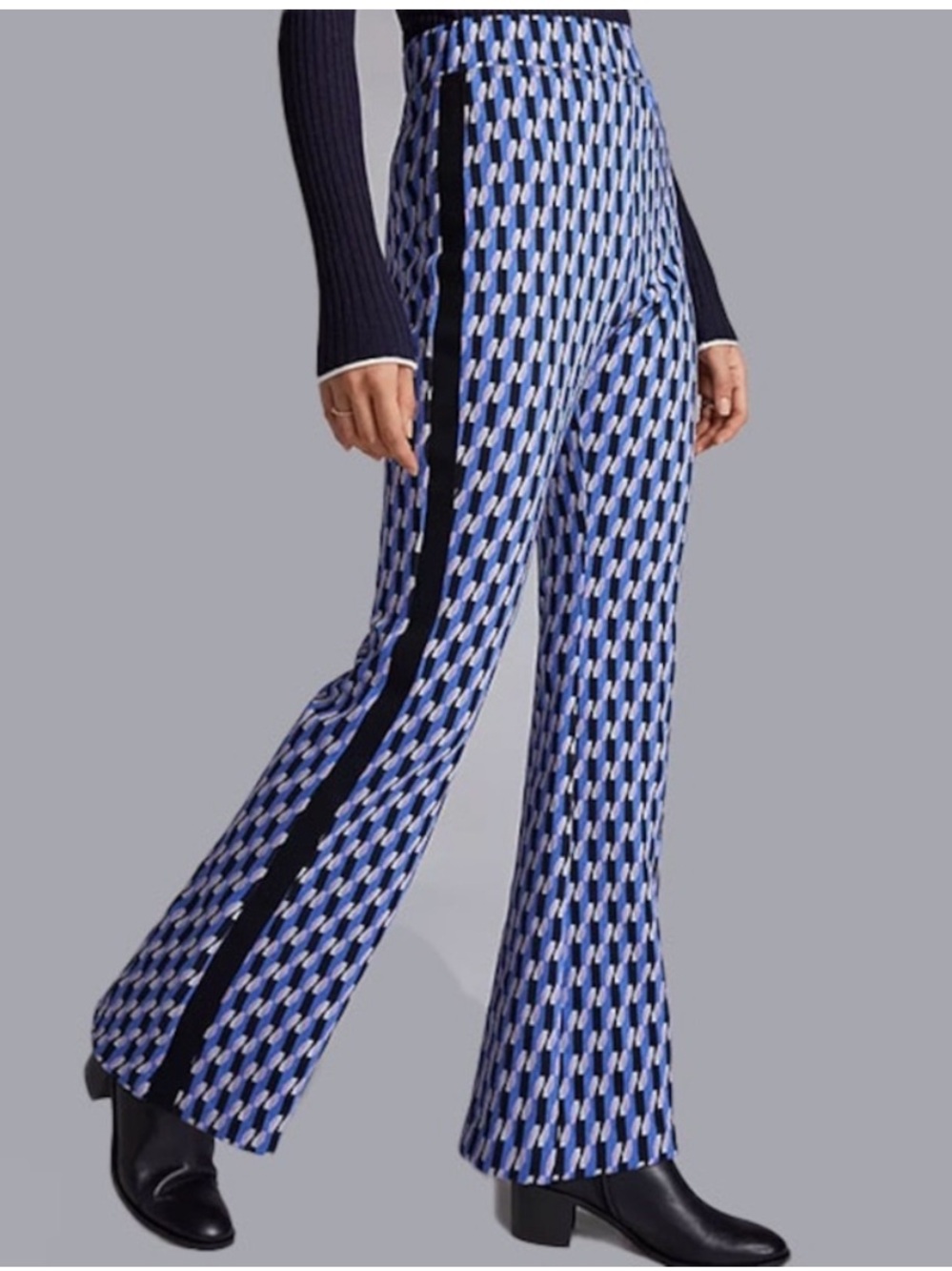 Anthropologie Maeve Geometric Ponte Flare Pants